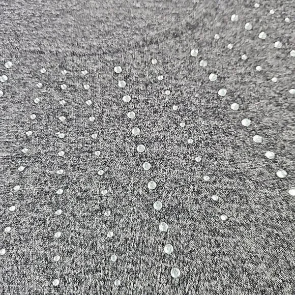 Adrienne Vittadini 2XL Grey Crystal Studded Round Neck Sweater Gathered Sleeve - Picture 4 of 9